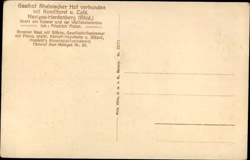 Ak Hardenberg Neviges Velbert Nordrhein Westfalen, Gasthof Rheinischer Hof, Wallfahrtskirche