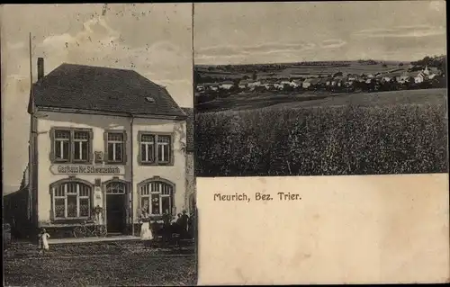 Ak Meurich Kirf im Kreis Saarburg, Gasthaus Nic. Schwarzenbach, Panorama