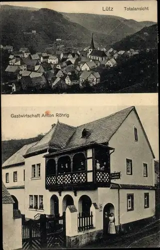Ak Lütz im Hunsrück, Gesamtansicht, Gastwirtschaft Anton Röhrig