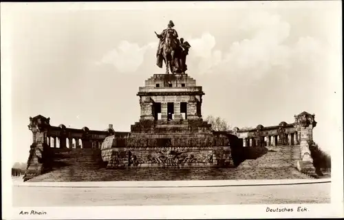 Ak Koblenz am Rhein, Deutsches Eck und Kaiser Wilhelm Denkmal