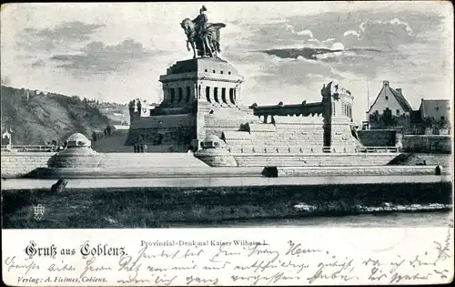 Ak Koblenz am Rhein, Deutsches Eck und Kaiser Wilhelm Denkmal