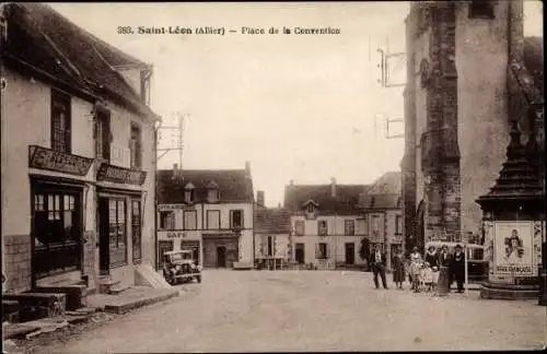 Ak Saint Léon Allier, Place de la Convention