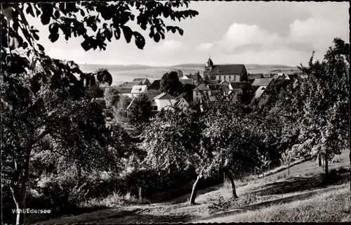 Foto Ak Asel Vöhl am Edersee Hessen, Ortsansicht