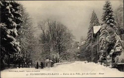 Ak Plombières les Bains Lothringen Vosges, Entree de la Ville, pres du Casino