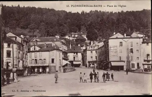 Ak Plombières les Bains Lothringen Vosges, Place de l'Eglise