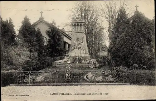 Ak Rambervillers Lothringen Vosges, Monument aux Morts de 1870