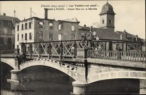 Ak Raon l'Étape Lothringen Vosges, Grand Pont sur la Meurthe