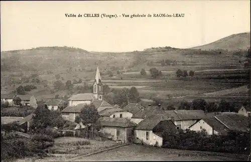 Ak Raon lès Leau Vosges, Vue generale, Vallee de Celles