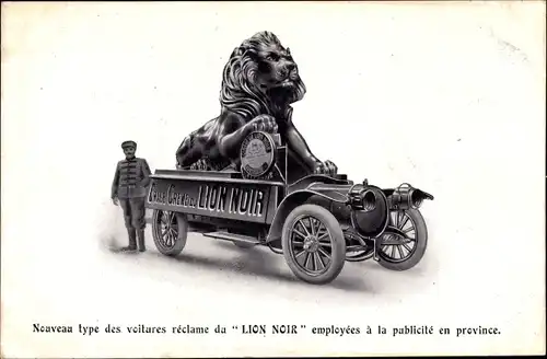Ak Nouveau type des voitures reclame du Lion Noir, Reklame, Auto