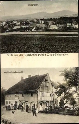 Ak Eichgraben Zittau in Sachsen, Gesamtansicht, Apfelweinschenke