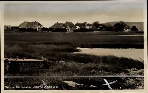 Ak Vitte Insel Hiddensee, Alte Fischerhäuser, Landschaft