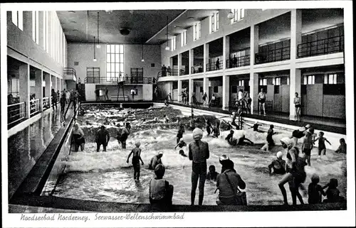 Ak Norderney, Seewasser Wellenschwimmbad, Badegäste