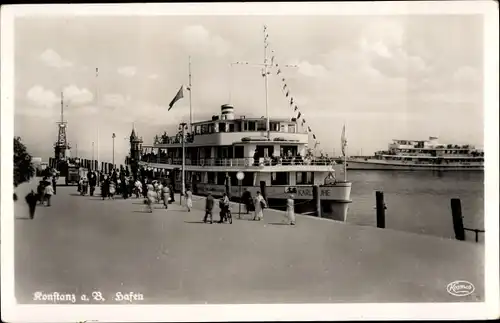 Ak Konstanz am Bodensee, Hafen, Dampfer Karlsruhe