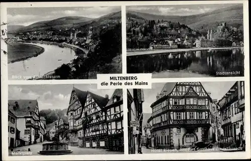 Ak Miltenberg am Main Unterfranken, Marktplatz, Hotel Riesen, Stadtansicht, Blick vom Aussichtsturm