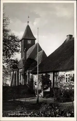 Ak Middelhagen Mönchgut auf Rügen, Kirche, Garten