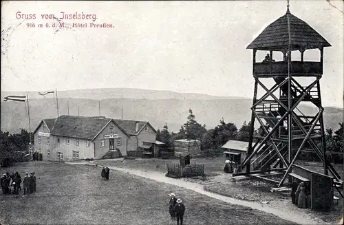 Ak Brotterode Trusetal in Thüringen, Inselsberg, Preußischer Hof, Aussichtsturm