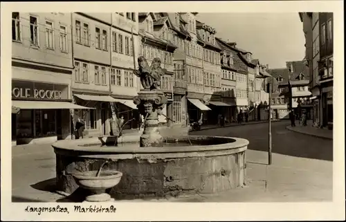 Ak Bad Langensalza in Thüringen, Marktstraße, Brunnen