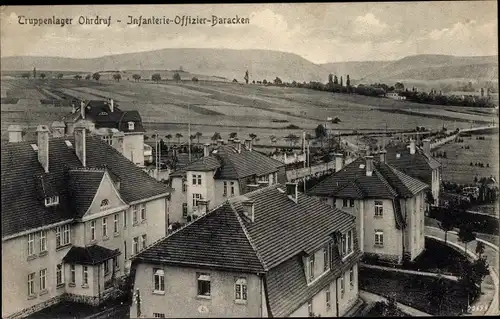 Ak Ohrdruf in Thüringen, Truppenübungsplatz, Infanterie Offizier Baracken