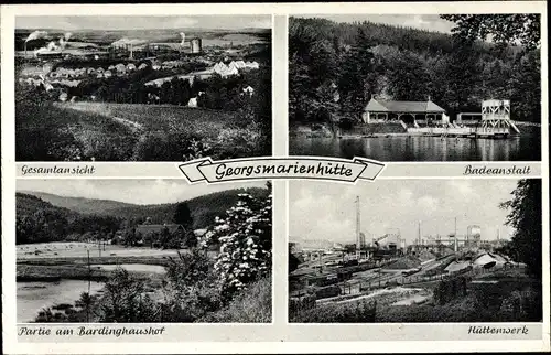 Ak Georgsmarienhütte in Niedersachsen, Gesamtansicht, Freibad, Bardinghaushof, Hüttenwerk