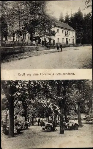 Ak Großschönau in Sachsen, Forsthaus, Gartenpartie