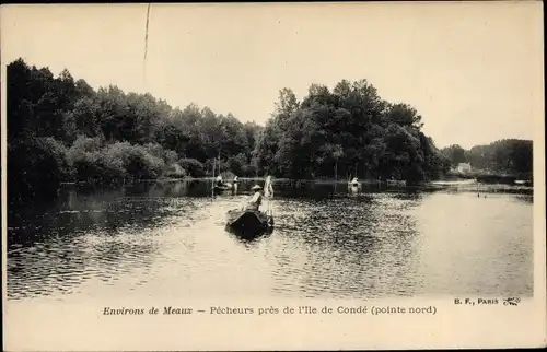 Ak Ile de Condé Seine-et-Marne, Pecheurs