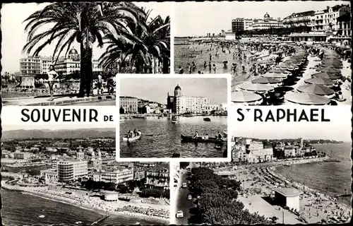 Ak Saint Raphaël Var, La Cote d'Azur, Strandansicht, Palmen