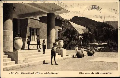 Ak La Bourboule Puy-de-Dôme, Parc d'Enfants, Vue vers la Restauration