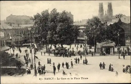 Ak Nancy Meurthe et Moselle, La Gare, Place Thiers
