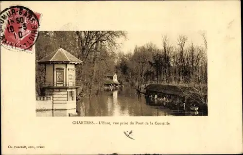 Ak Chartres Eure et Loir, L'Eure, vue prise du Pont de la Courtille