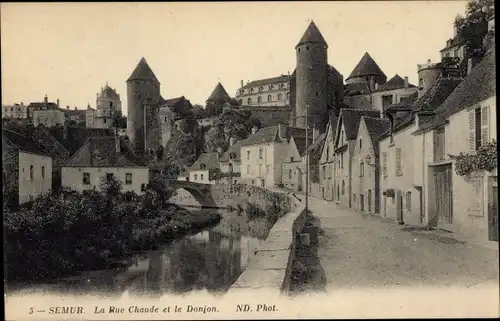 Ak Semur en Auxois Côte-d’Or, La Rue Chaude, Le Donjon