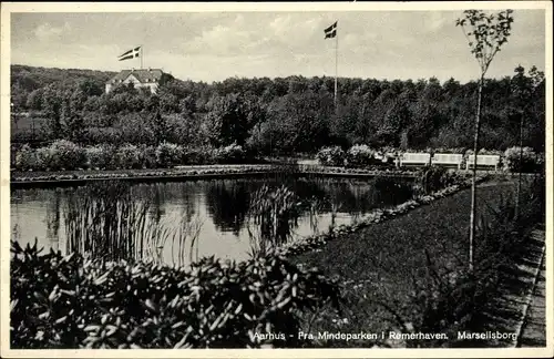 Ak Århus Aarhus Dänemark, Fra Mindeparken i Romerhaven, Marselisborg