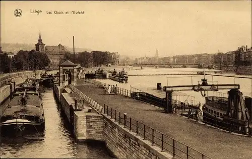 Ak Liège Lüttich Wallonien, Les Quais et l'Eveche