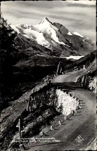 Ak Großglockner in Kärnten, Hochalpenstraße, Obere Schütt