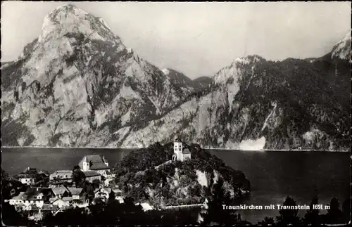 Ak Traunkirchen am Traunsee Oberösterreich, Blick zum Traunstein