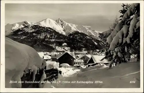 Ak Seefeld in Tirol, Blick vom Hexenhüttl im Winter, Reitherspitze