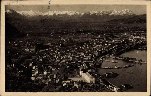 Ak Bregenz am Bodensee Vorarlberg, Panorama mit Alpen