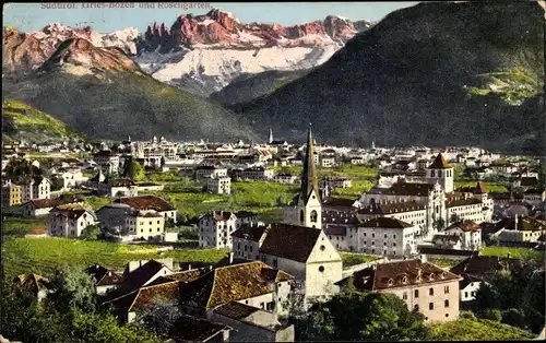 Ak Gries Bozen Bolzano Südtirol, Stadtansicht mit Rosengarten