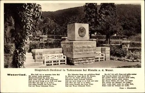 Lied Ak Dingelstedt, Todenmann bei Rinteln Weserbergland, Denkmal, Weserlied