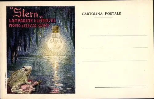 Künstler Ak Stern Lampadine Elettriche, Glühlampe, Reklame, Frosch