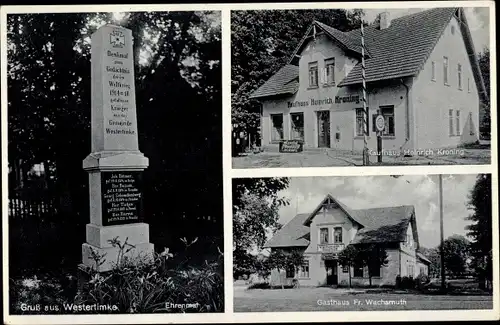 Ak Westertimke in Niedersachsen, Ehrenmal, Kaufhaus, Gasthaus