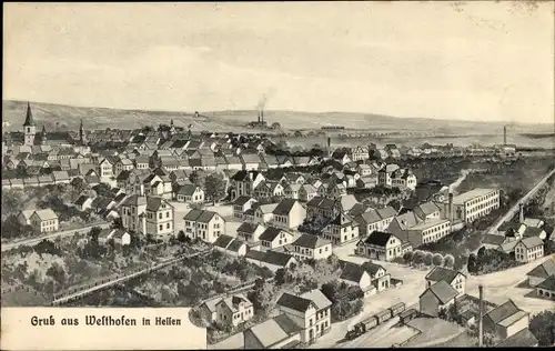 Ak Westhofen in Rheinland Pfalz, Gesamtansicht aus der Vogelschau