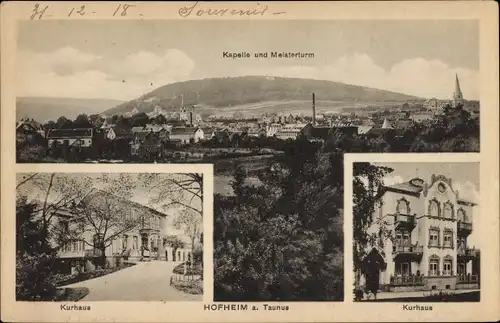 Ak Hofheim am Taunus Hessen, Gesamtansicht, Kapelle, Meisterturm, Kurhaus