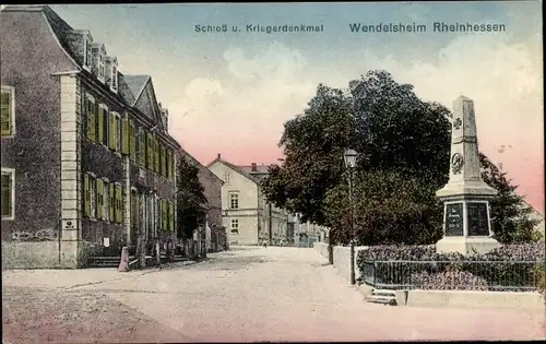 Ak Wendelsheim in Rheinhessen, Schloss, Kriegerdenkmal
