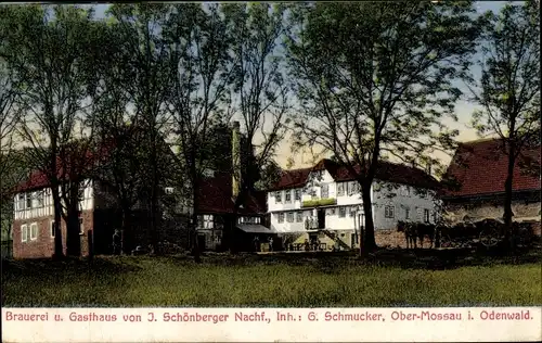 Ak Ober Mossau Mossautal im Odenwald, Brauerei u. Gasthof J. Schönberger