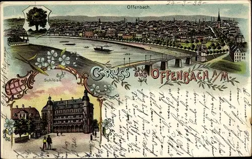 Litho Offenbach am Main Hessen, Gesamtansicht, Schloss