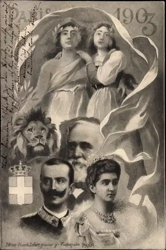 Künstler Ak König Viktor Emanuel III. von Italien, Loubet, Paris 1903