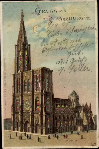 Halt gegen das Licht Litho Strasbourg Straßburg Elsass Bas Rhin, Münster