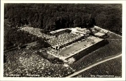 Ak Neroberg Wiesbaden Rhein, Fliegeraufnahme Schwimmbad