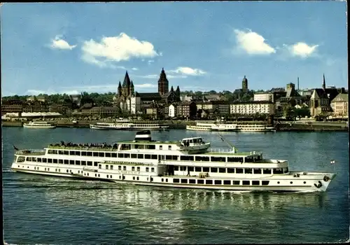 Ak Mainz in Rheinland Pfalz, MS Loreley mit Blick auf den Ort