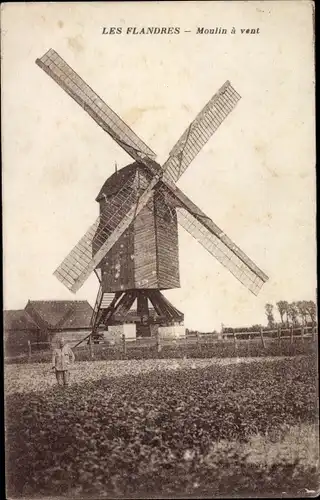 Ak Westflandern, Les Flandres, Bockmühle, Windmühle